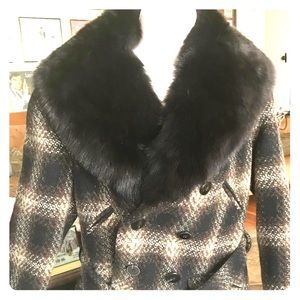 Ralph Lauren Wool Coat Real Lamb Shearling Fur.